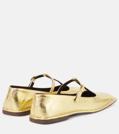The Row Square T-Strap leather Mary Jane flats | Thumbnail 3