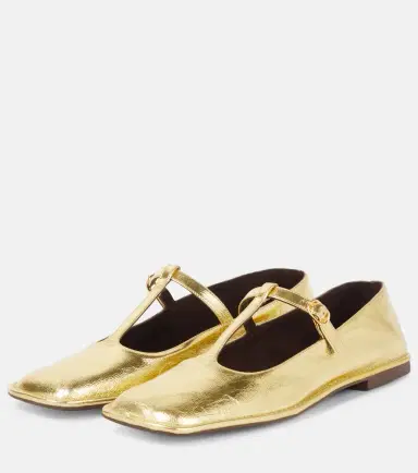 The Row Square T-Strap leather Mary Jane flats | Thumbnail 4