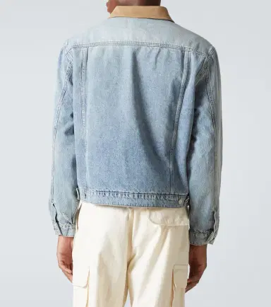 Frame Distressed suede-trimmed denim jacket | Thumbnail 6