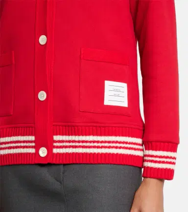 Thom Browne 4-Bar bouclé-trimmed cotton cardigan | Thumbnail 4