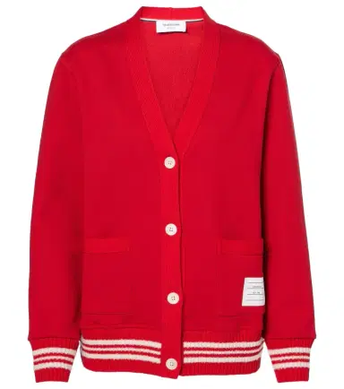 Thom Browne 4-Bar bouclé-trimmed cotton cardigan | Thumbnail 1