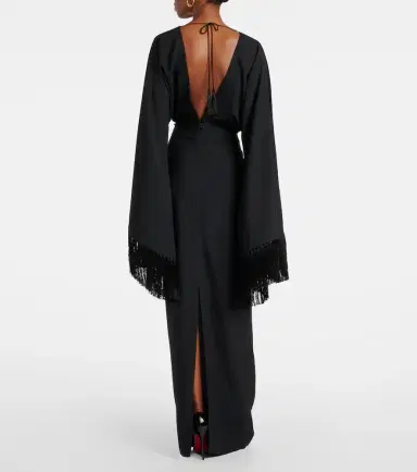 Taller Marmo Magnifique fringed crêpe gown | Thumbnail 3