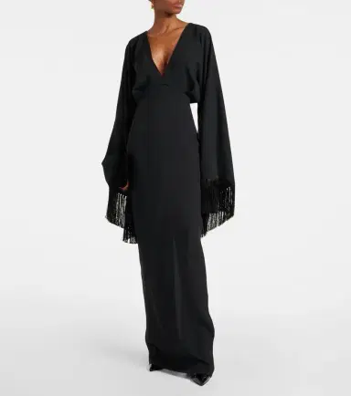 Taller Marmo Magnifique fringed crêpe gown | Thumbnail 5