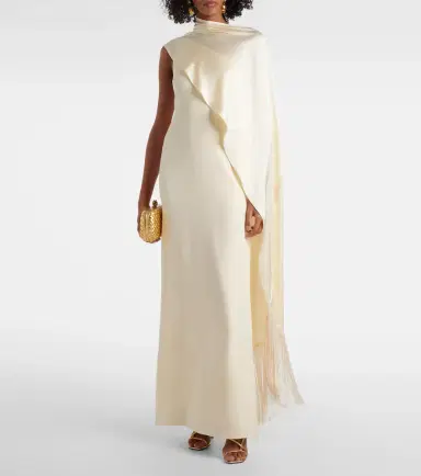 Taller Marmo Berenson caped crêpe cady gown | Thumbnail 3