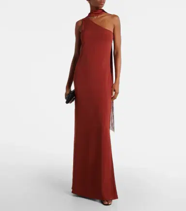 Taller Marmo Caroline one-shoulder crêpe cady gown | Thumbnail 5