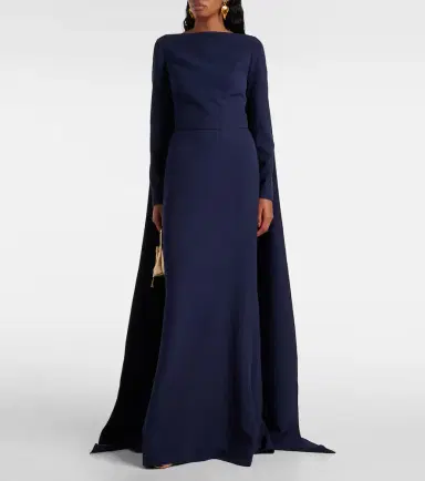 Safiyaa Ginevra caped crêpe gown | Thumbnail 5