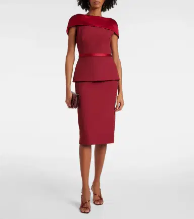 Safiyaa Rella draped peplum heavy crêpe midi dress | Thumbnail 3