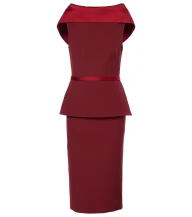Safiyaa Rella draped peplum heavy crêpe midi dress | Thumbnail 1