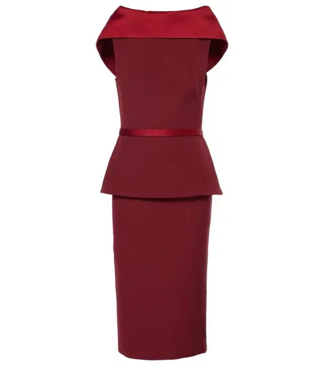 Safiyaa Rella draped peplum heavy crêpe midi dress