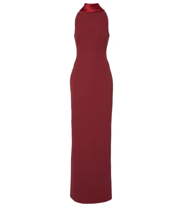 Safiyaa Holliana satin-trimmed crêpe gown
