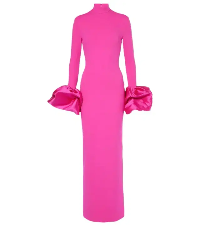 Viviana satin-trimmed crêpe gown