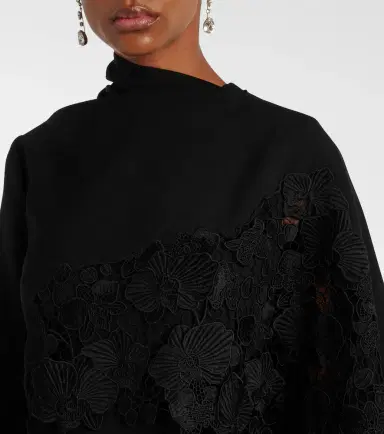 Oscar de la Renta Floral guipure wool midi dress | Thumbnail 2