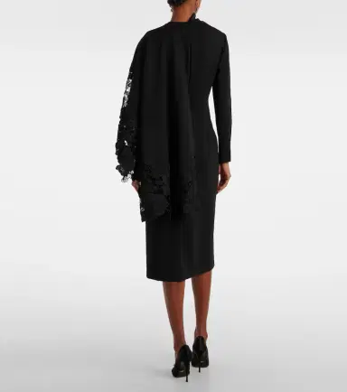 Oscar de la Renta Floral guipure wool midi dress | Thumbnail 4