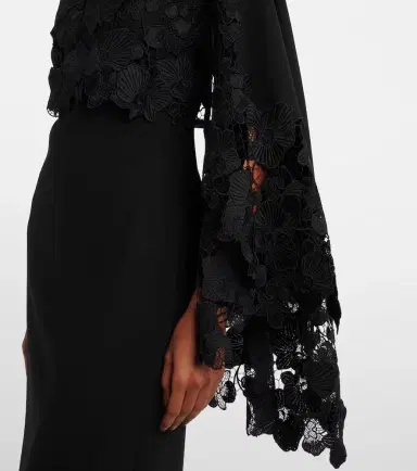 Oscar de la Renta Floral guipure wool midi dress | Thumbnail 5