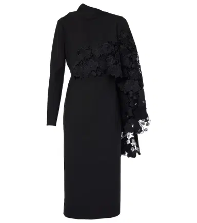Oscar de la Renta Floral guipure wool midi dress | Thumbnail 1