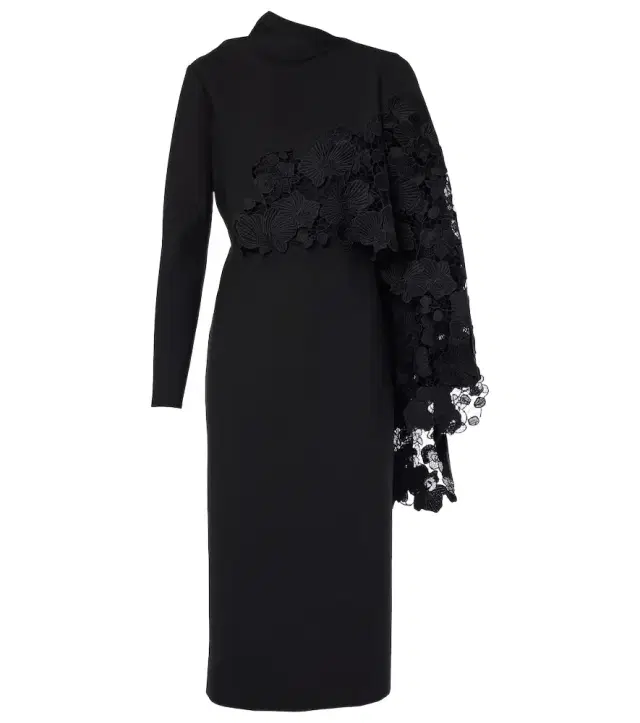 Oscar de la Renta Floral guipure wool midi dress