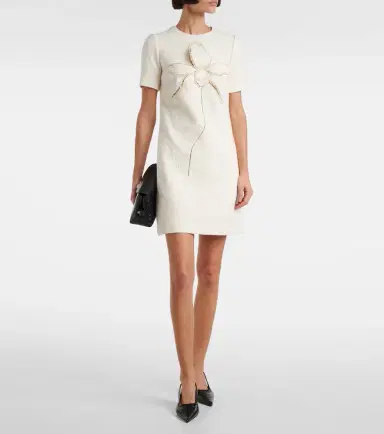 Oscar de la Renta Orchid embroidered cotton tweed shift dress | Thumbnail 3