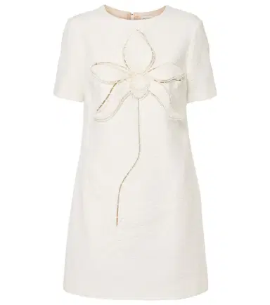 Oscar de la Renta Orchid embroidered cotton tweed shift dress | Thumbnail 1