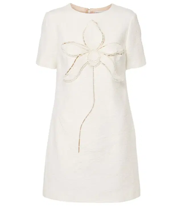 Oscar de la Renta Orchid embroidered cotton tweed shift dress