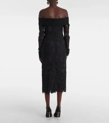 Oscar de la Renta Orchid floral guipure midi dress | Thumbnail 4