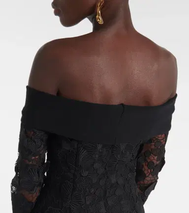 Oscar de la Renta Orchid floral guipure midi dress | Thumbnail 5