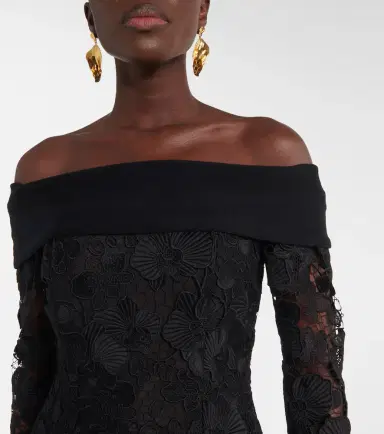 Oscar de la Renta Orchid floral guipure midi dress | Thumbnail 7