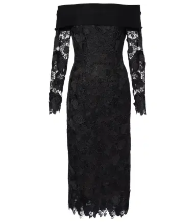 Oscar de la Renta Orchid floral guipure midi dress | Thumbnail 1