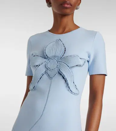 Oscar de la Renta Orchid-appliqué jacquard cocktail dress | Thumbnail 2