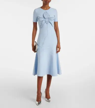 Oscar de la Renta Orchid-appliqué jacquard cocktail dress | Thumbnail 4