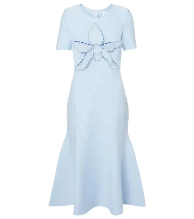 Oscar de la Renta Orchid-appliqué jacquard cocktail dress