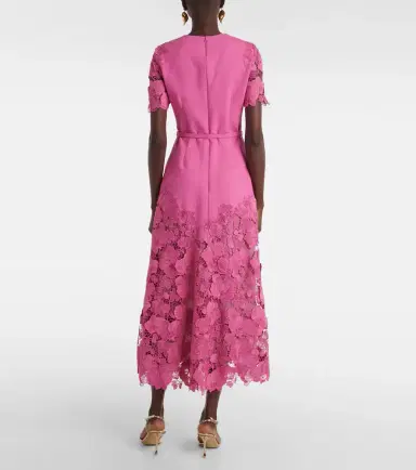 Oscar de la Renta Orchid guipure wool-blend midi dress | Thumbnail 2