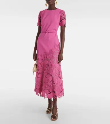Oscar de la Renta Orchid guipure wool-blend midi dress | Thumbnail 4
