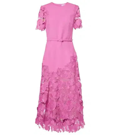 Oscar de la Renta Orchid guipure wool-blend midi dress | Thumbnail 1