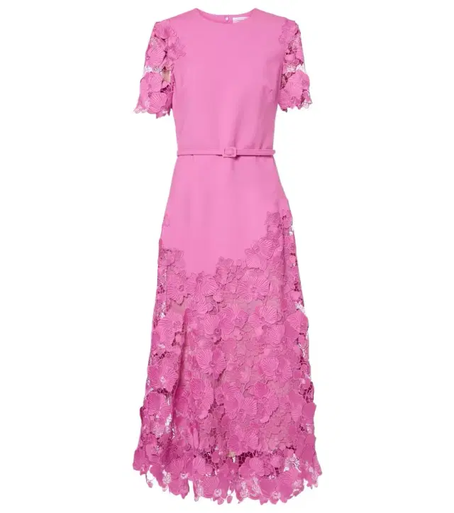 Oscar de la Renta Orchid guipure wool-blend midi dress