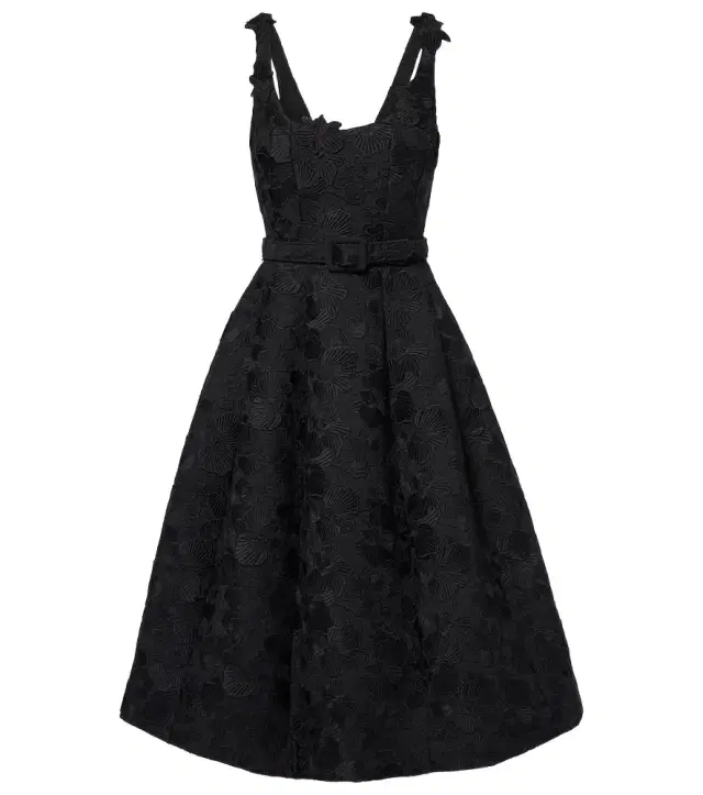 Oscar de la Renta Orchid embroidered guipure lace midi dress
