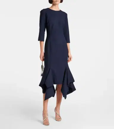 Oscar de la Renta Pleated wool-blend midi dress | Thumbnail 4