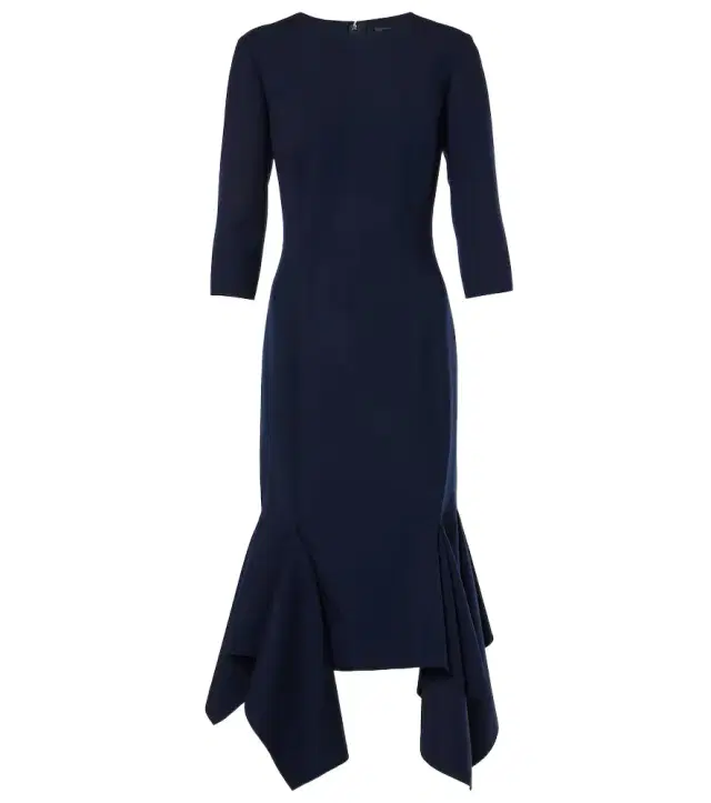 Oscar de la Renta Pleated wool-blend midi dress