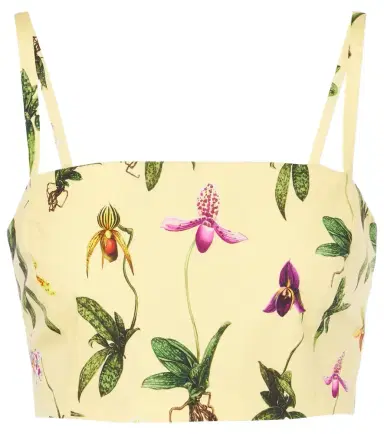 Oscar de la Renta Floral cotton-blend poplin crop top | Thumbnail 1