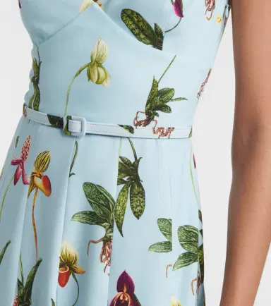 Oscar de la Renta Floral belted cady midi dress | Thumbnail 2