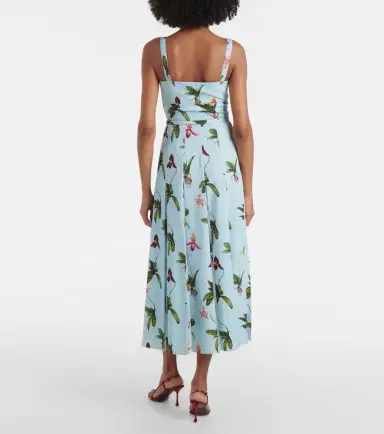 Oscar de la Renta Floral belted cady midi dress | Thumbnail 5
