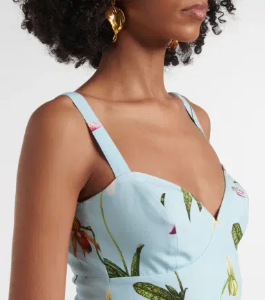 Oscar de la Renta Floral belted cady midi dress | Thumbnail 6