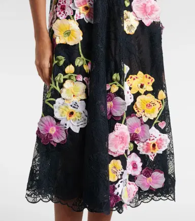 Oscar de la Renta Orchid embroidered lace cocktail dress | Thumbnail 3
