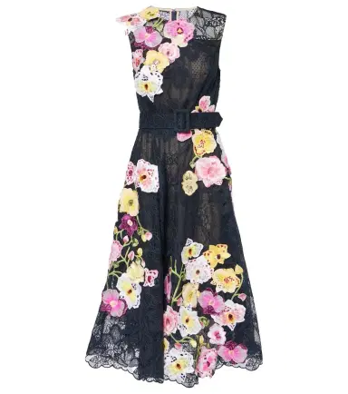 Oscar de la Renta Orchid embroidered lace cocktail dress | Thumbnail 1