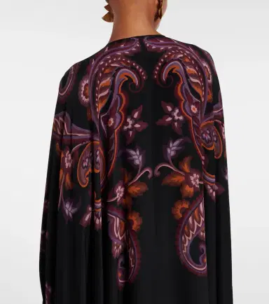 Etro Paisley caped fringed silk gown | Thumbnail 2