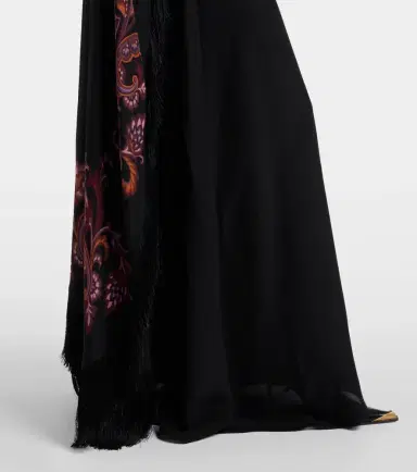 Etro Paisley caped fringed silk gown | Thumbnail 4
