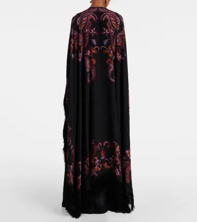 Etro Paisley caped fringed silk gown | Thumbnail 5