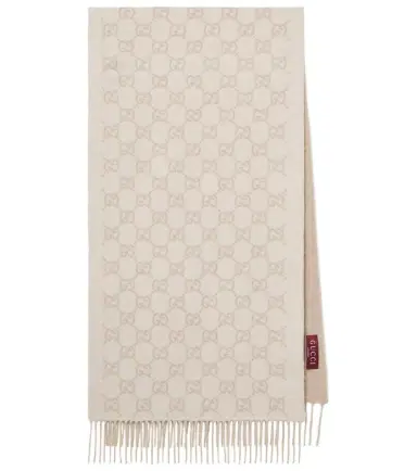 Gucci GG fringed cashmere scarf | Thumbnail 1 Gucci GG fringed cashmere scarf | Thumbnail 1