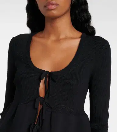 Ganni Ruffled ribbed-knit top | Thumbnail 5