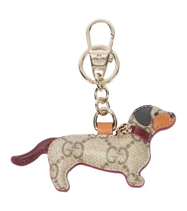 GG Canvas leather-trimmed keychain