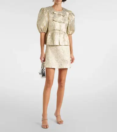 Ganni Puff-sleeve brocade top | Thumbnail 2